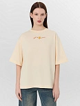 Футболка оверсайз женская бежевая с принтом