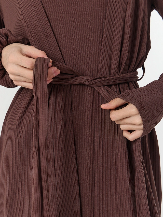 Комплект домашний женский: сорочка ночная, халат, резинка для волос - 4