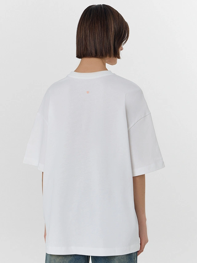 Футболка женская оверсайз белая - 5