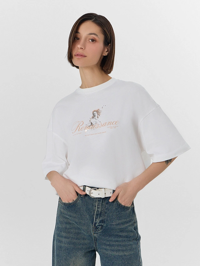 Футболка женская оверсайз белая - 9