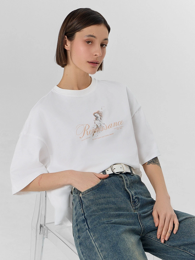 Футболка женская оверсайз белая - 10