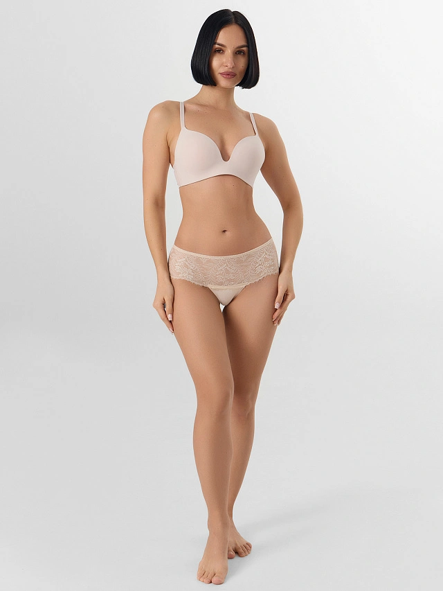 Трусы шорты женские бежевые кружевные - 7