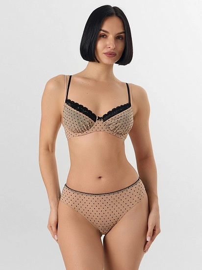 картинка Трусы слипы женские бежевые из сетки от магазина стильной одежды Mark Formelle