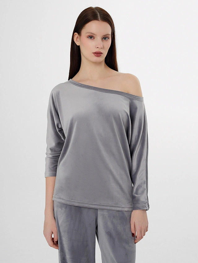 Комплект домашний женский велюровый серый - 3