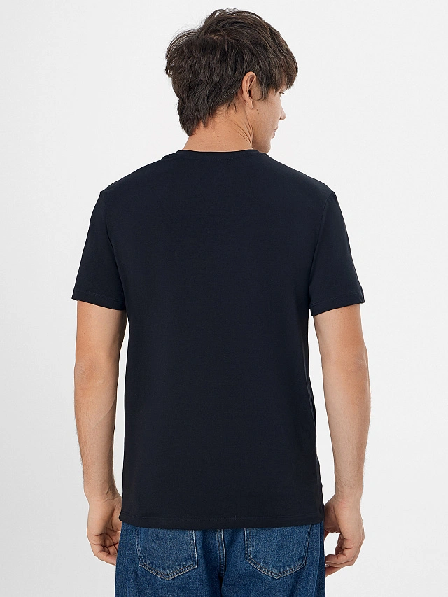 Футболка мужская черная однотонная базовая - 3