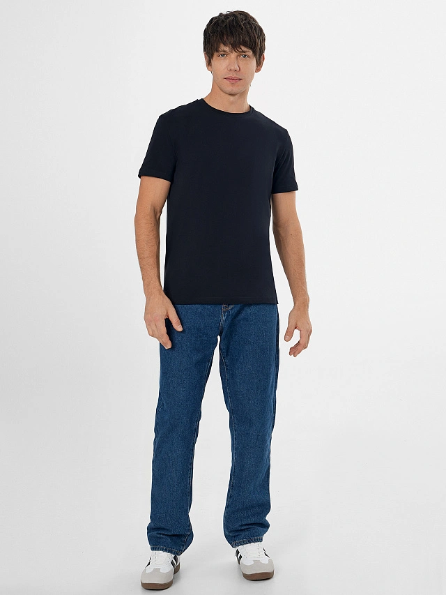 Футболка мужская черная однотонная базовая - 4