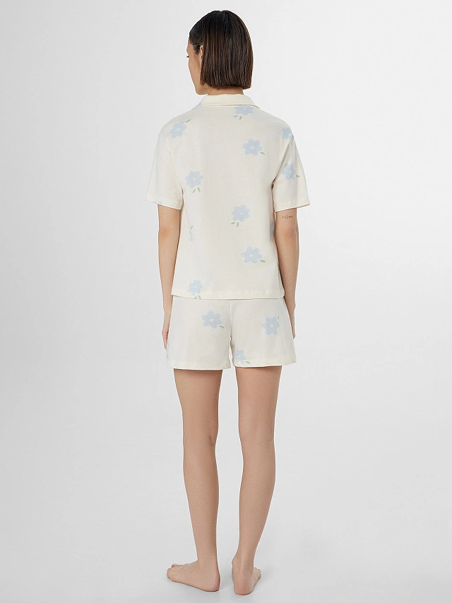 Комплект домашний женский бежевый с цветочным принтом - 3