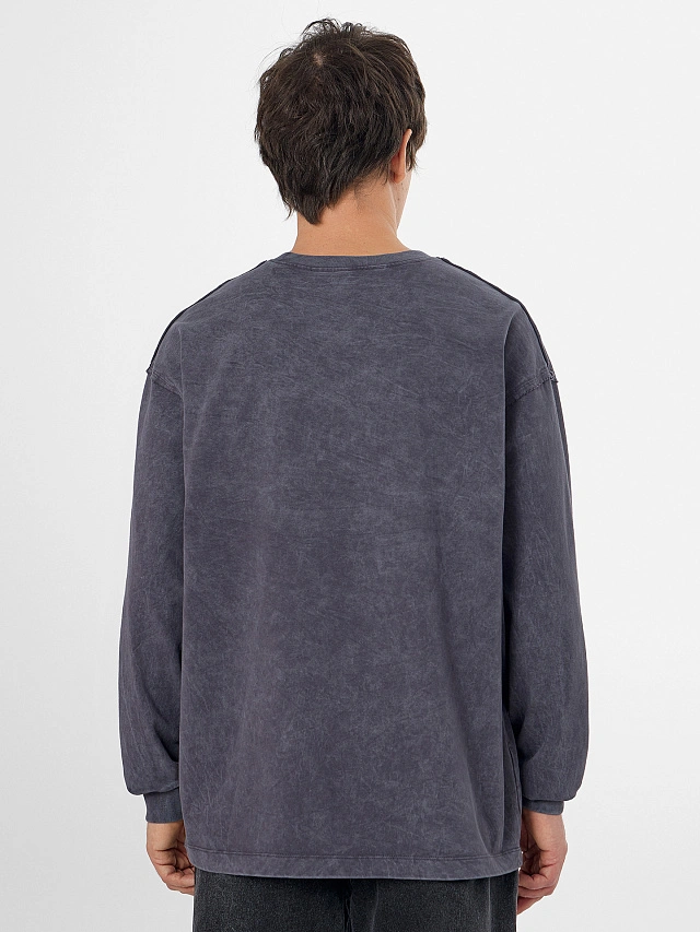 Лонгслив оверсайз мужской серый - 2