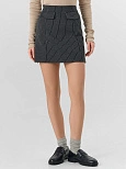 Юбка мини женская серая в полоску