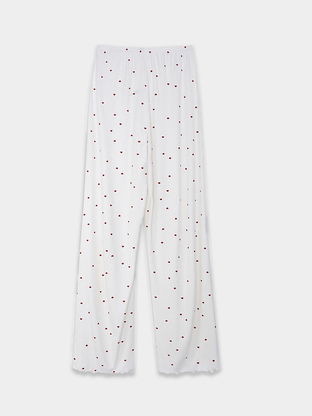 Комплект домашний женский белый с принтом в сердечко - 11