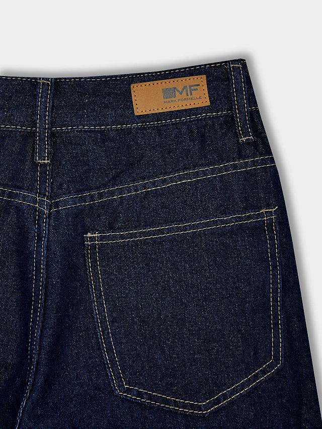 Джинсы женские wide leg темно-синие - 9