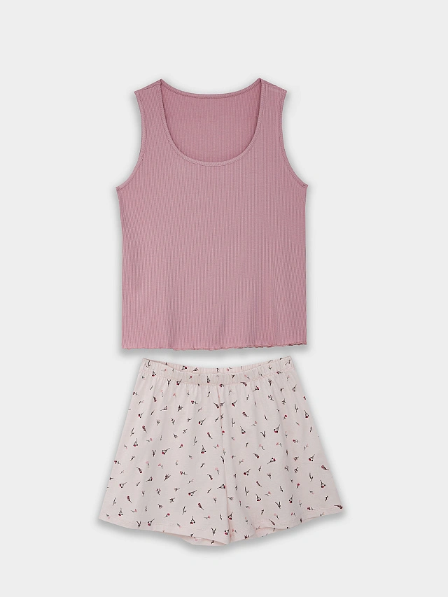 Комплект домашний женский розовый: топ и шорты - 5