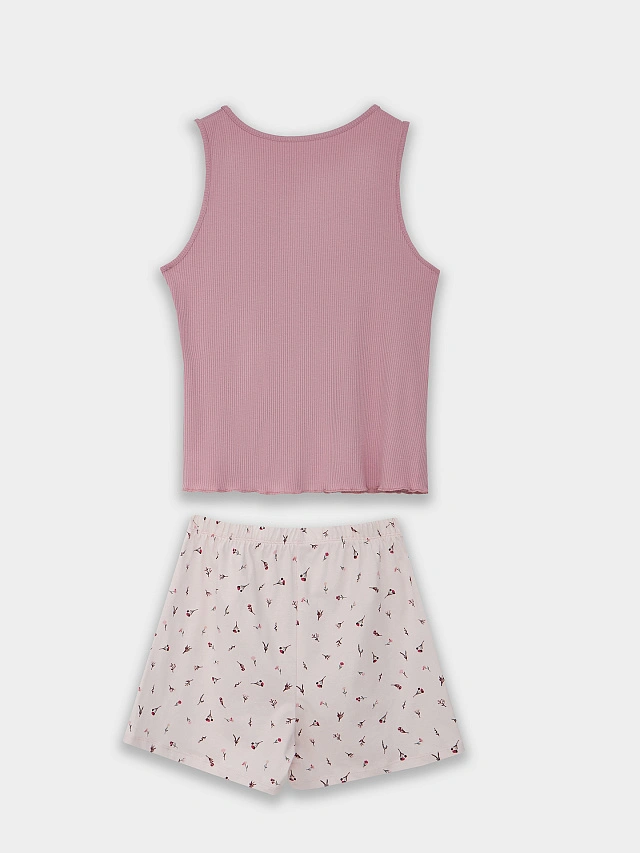 Комплект домашний женский розовый: топ и шорты - 8