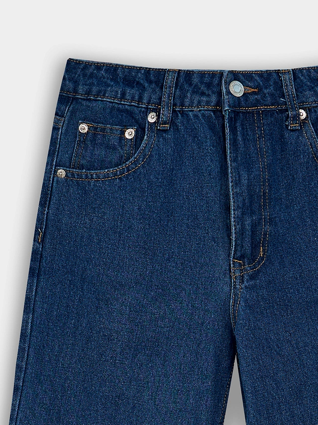 Джинсы женские wide leg темно-синие - 11