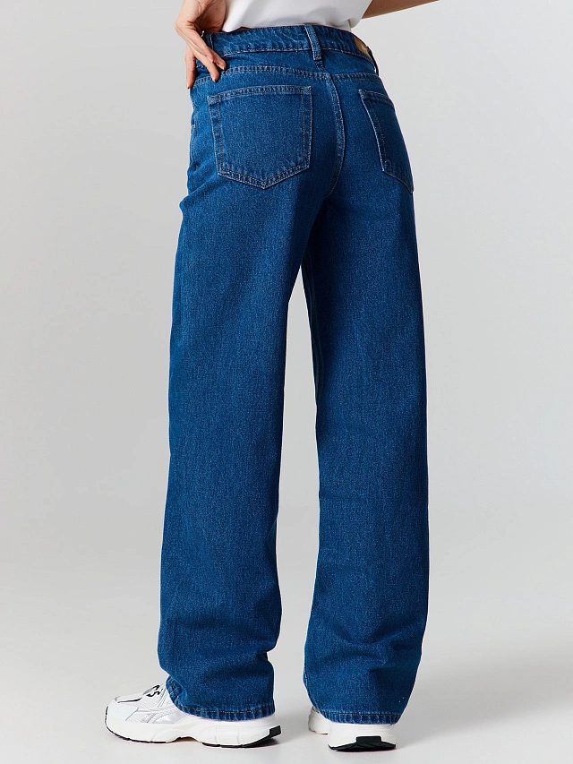 Джинсы женские wide leg темно-синие - 5