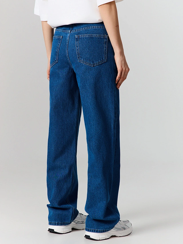 Джинсы женские wide leg темно-синие - 6