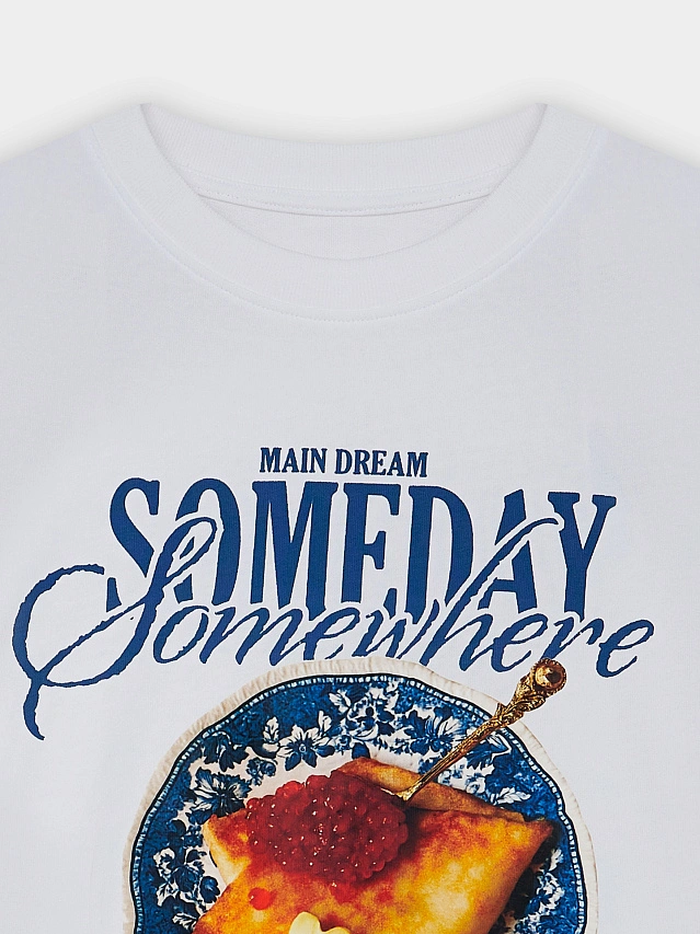 Футболка оверсайз женская белая с принтом - 7