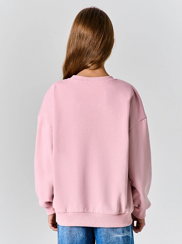 Свитшот для девочек розовый с надписью "Some bunny loves you" - 4