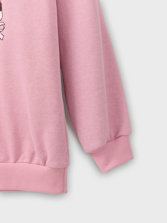 Свитшот для девочек розовый с надписью "Some bunny loves you" - 7