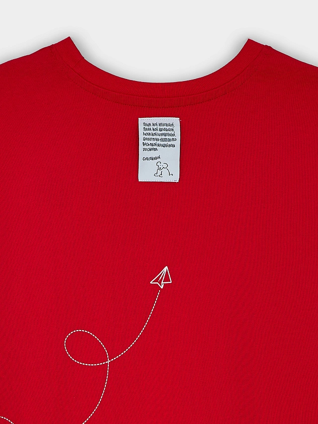 Футболка женская оверсайз красная с надписью "Я ужасно тебя люблю ужасно" - 16