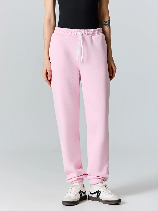 Теплые брюки женские розовые с начесом - 3