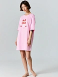 Туника домашняя женская розовая с надписью "Как обычно, все клубнично"