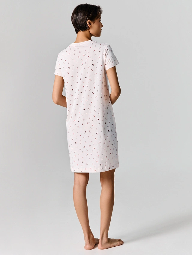 Сорочка ночная женская розовая с цветочным принтом - 4