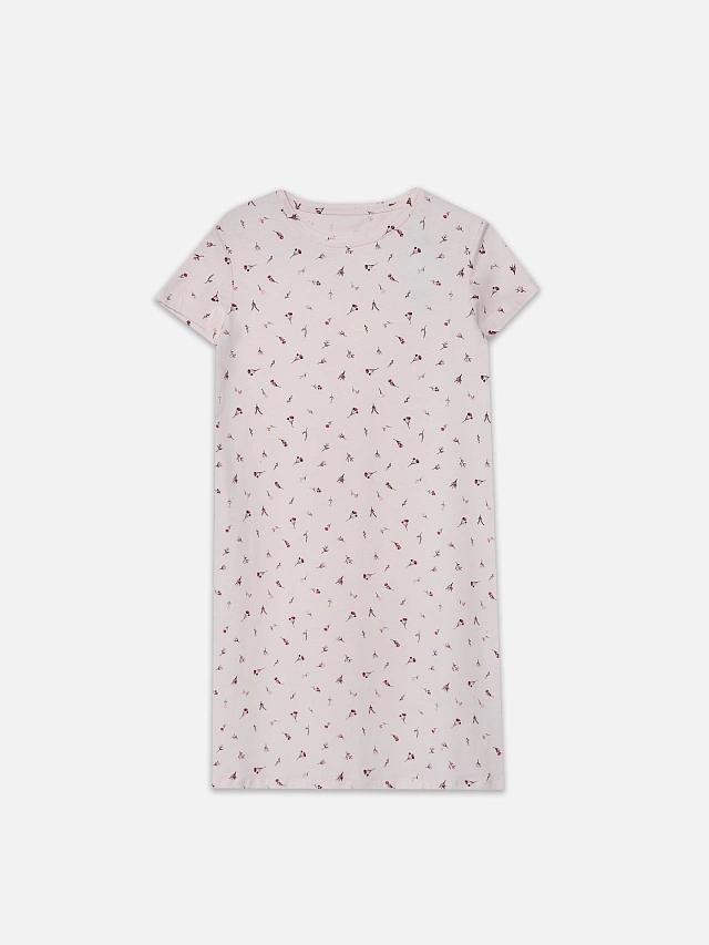 Сорочка ночная женская розовая с цветочным принтом - 5