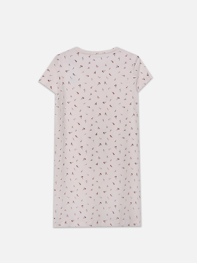 Сорочка ночная женская розовая с цветочным принтом - 7