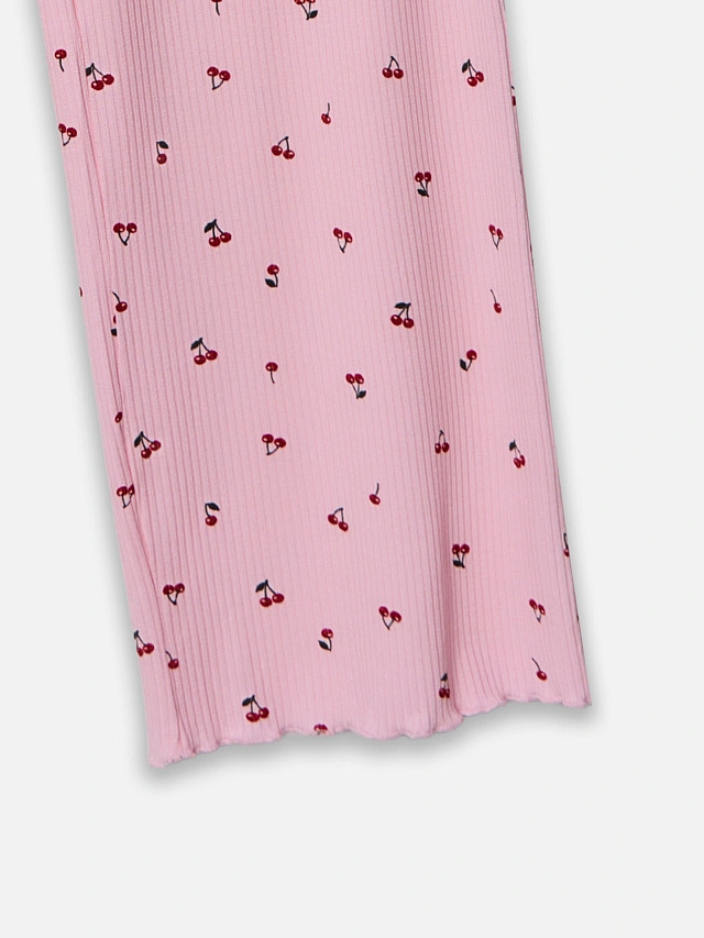 Комплект домашний женский розовый с принтом вишенки - 7