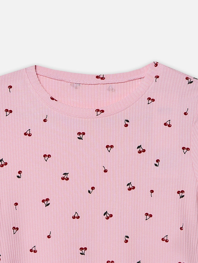 Комплект домашний женский розовый с принтом вишенки - 9