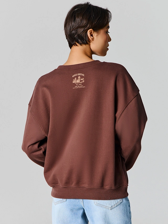 Теплый свитшот женский коричневый с начесом - 4