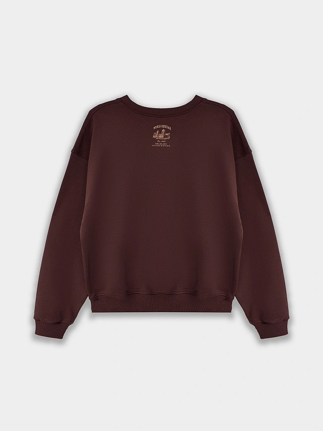 Теплый свитшот женский коричневый с начесом - 8