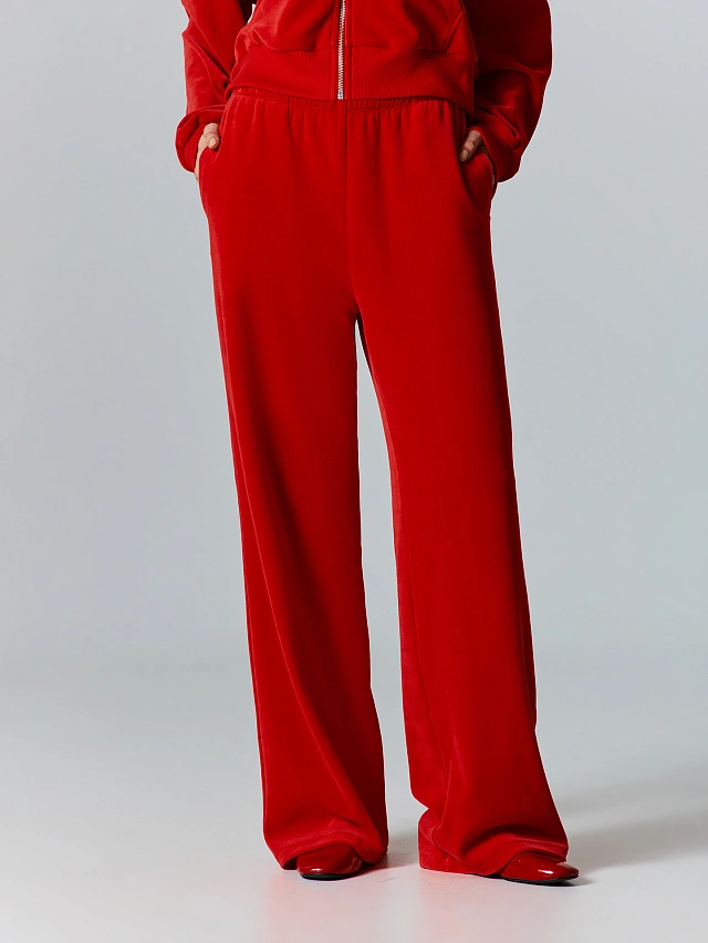 Брюки женские красные велюровые - 2