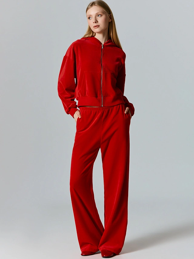 Брюки женские красные велюровые - 5