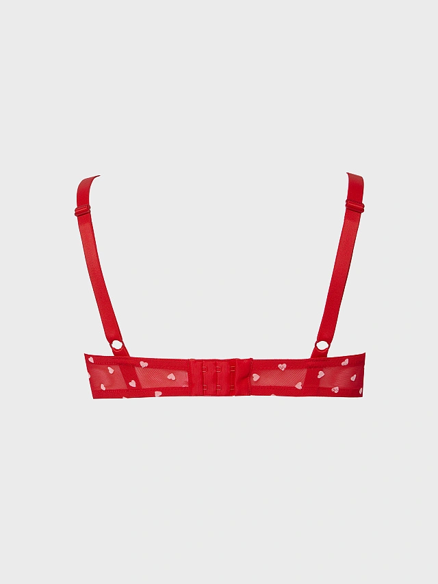 Бюстгальтер t-shirt женский красный с принтом в сердечко - 10