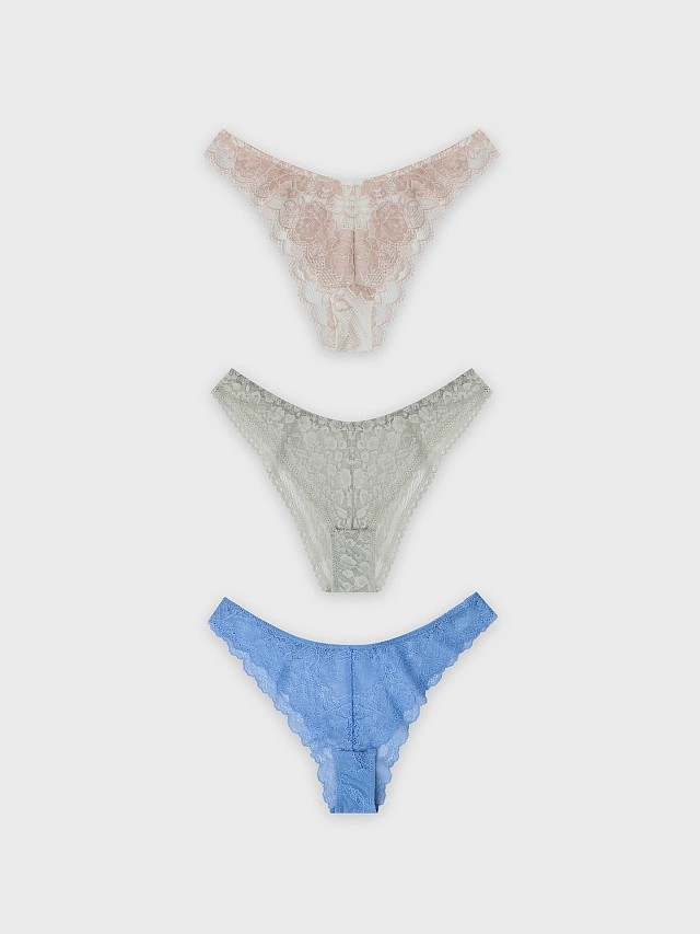Трусы слипы женские кружевные в наборе, 3 шт - 10