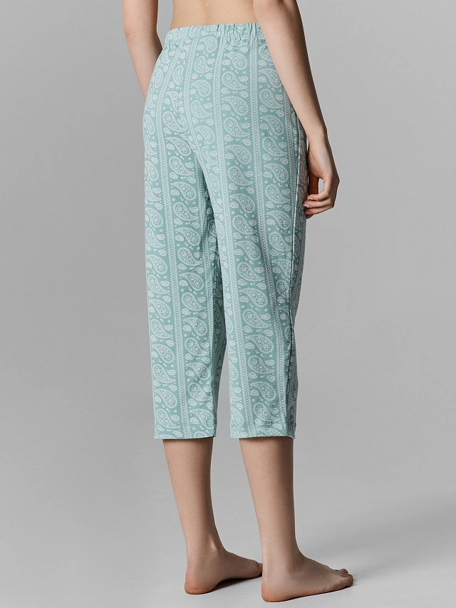 Бриджи домашние женские голубые с узором пейсли - 4