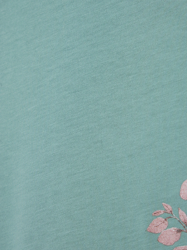 Сорочка ночная женская зеленая с весенними цветами - 7