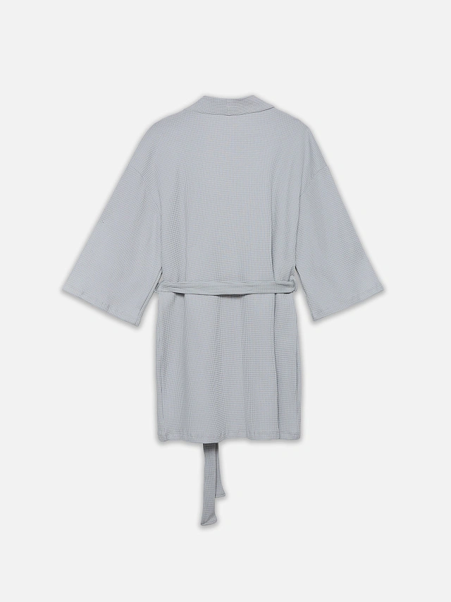 Халат женский серый вафельный - 6