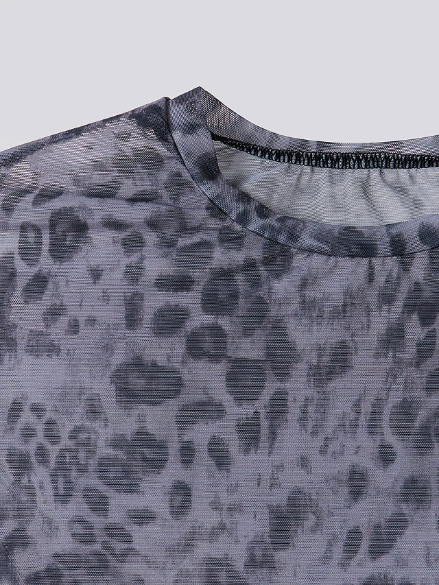 Лонгслив укороченный женский серый из сетки - 6