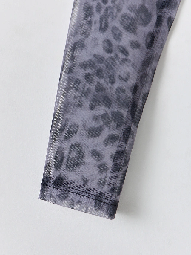 Лонгслив укороченный женский серый из сетки - 7