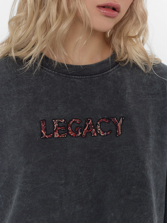 Футболка оверсайз женская серая с принтом винтажного ковра - 6