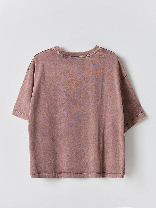 Футболка оверсайз женская бордовая с обработкой эйсид - 6