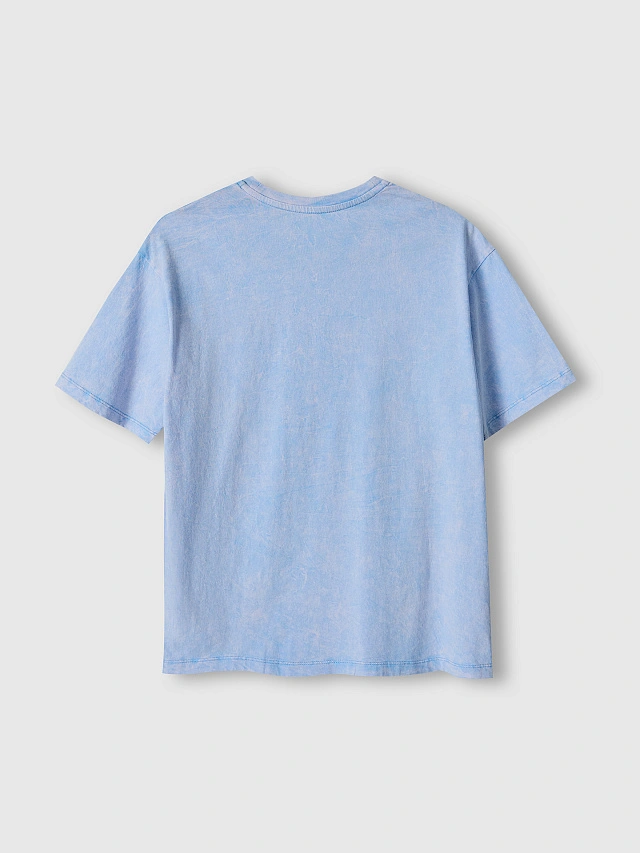 Футболка оверсайз женская голубая с обработкой эйсид - 7