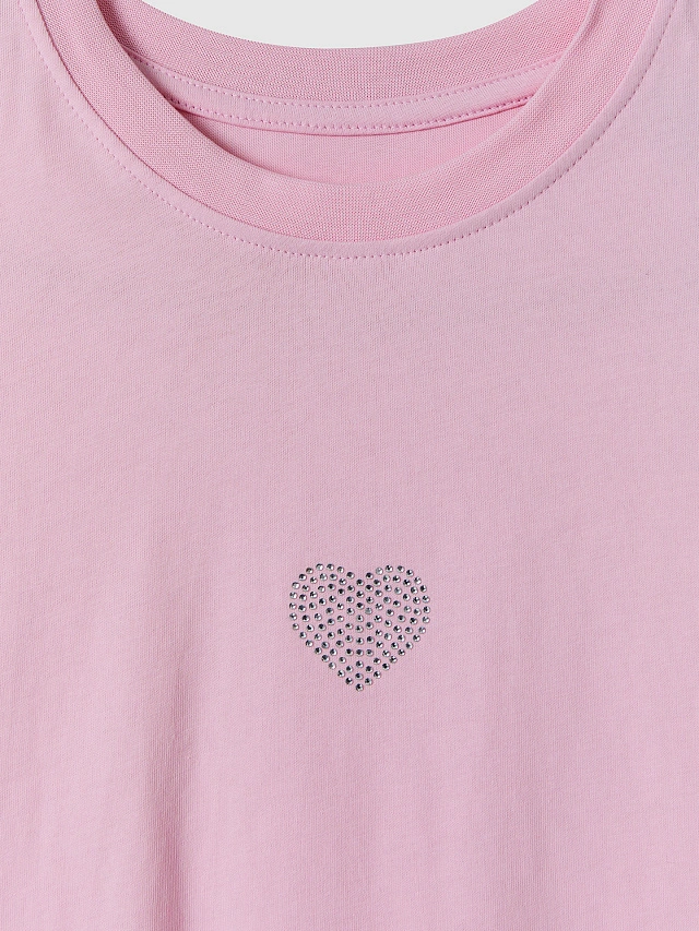 Футболка оверсайз женская розовая с сердечком - 6