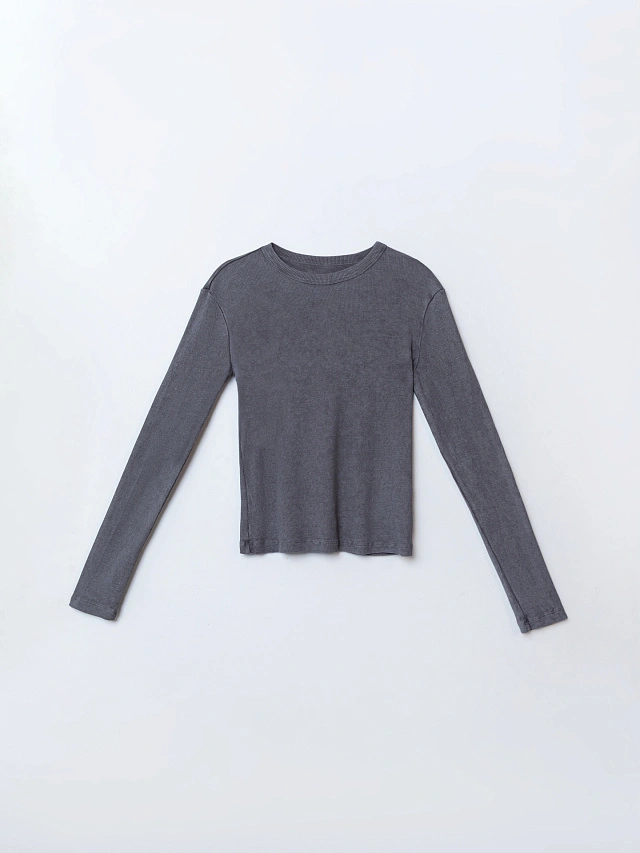 Джемпер женский серый с обработкой эйсид - 4