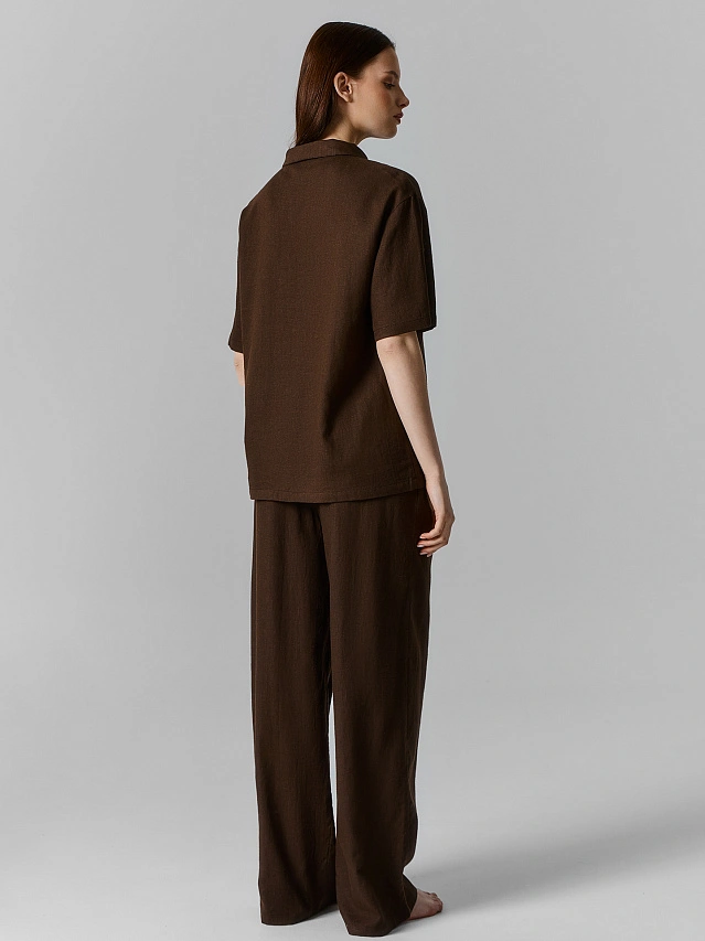 Комплект женский коричневый льняной - 2