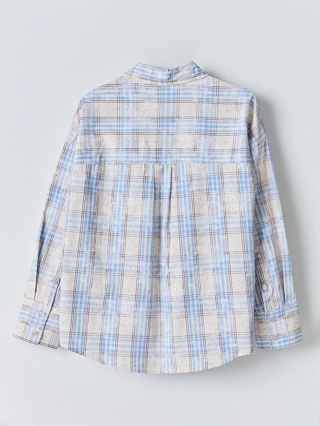 Рубашка женская бежевая в клетку - 9