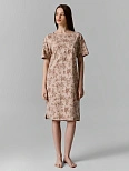 Сорочка ночная женская бежевая с цветочным принтом